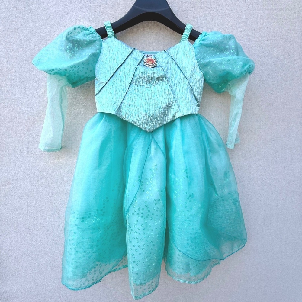 Disney Parks Ariel The Little Mermaid Costume Dress Kids 6 Teal Sparkle Cameo